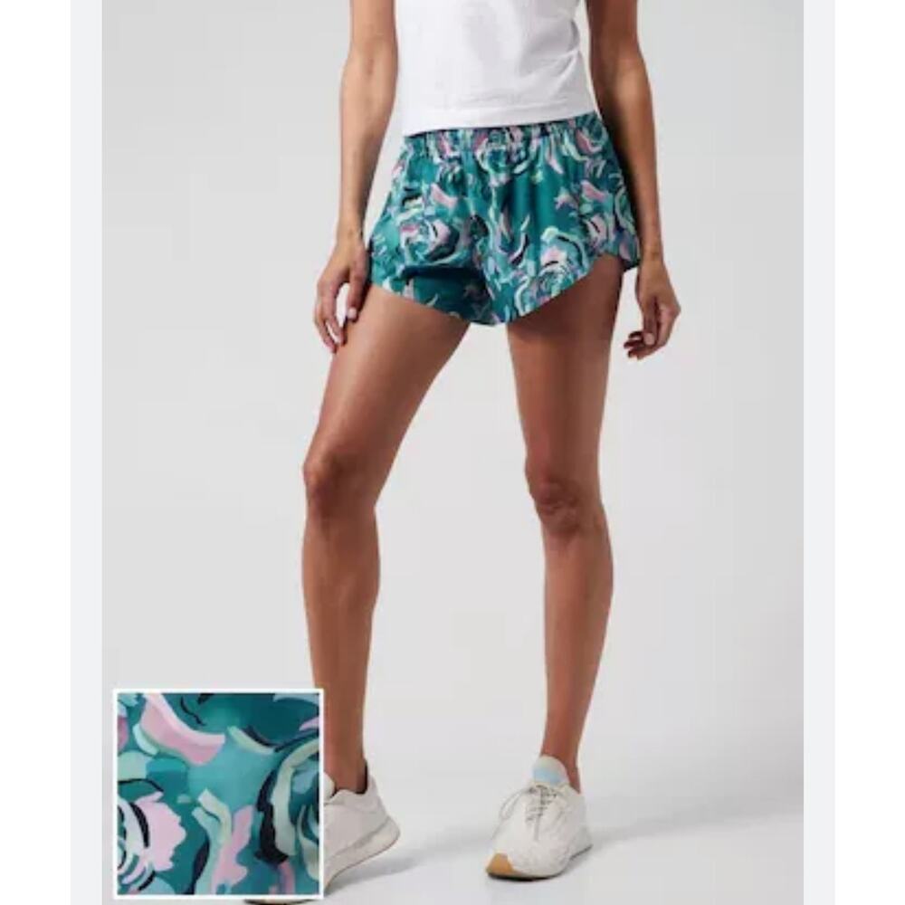 Athleta Women's Floral Print‎ Hustle 3 Shorts Workout Gym Multicolor Size XXS